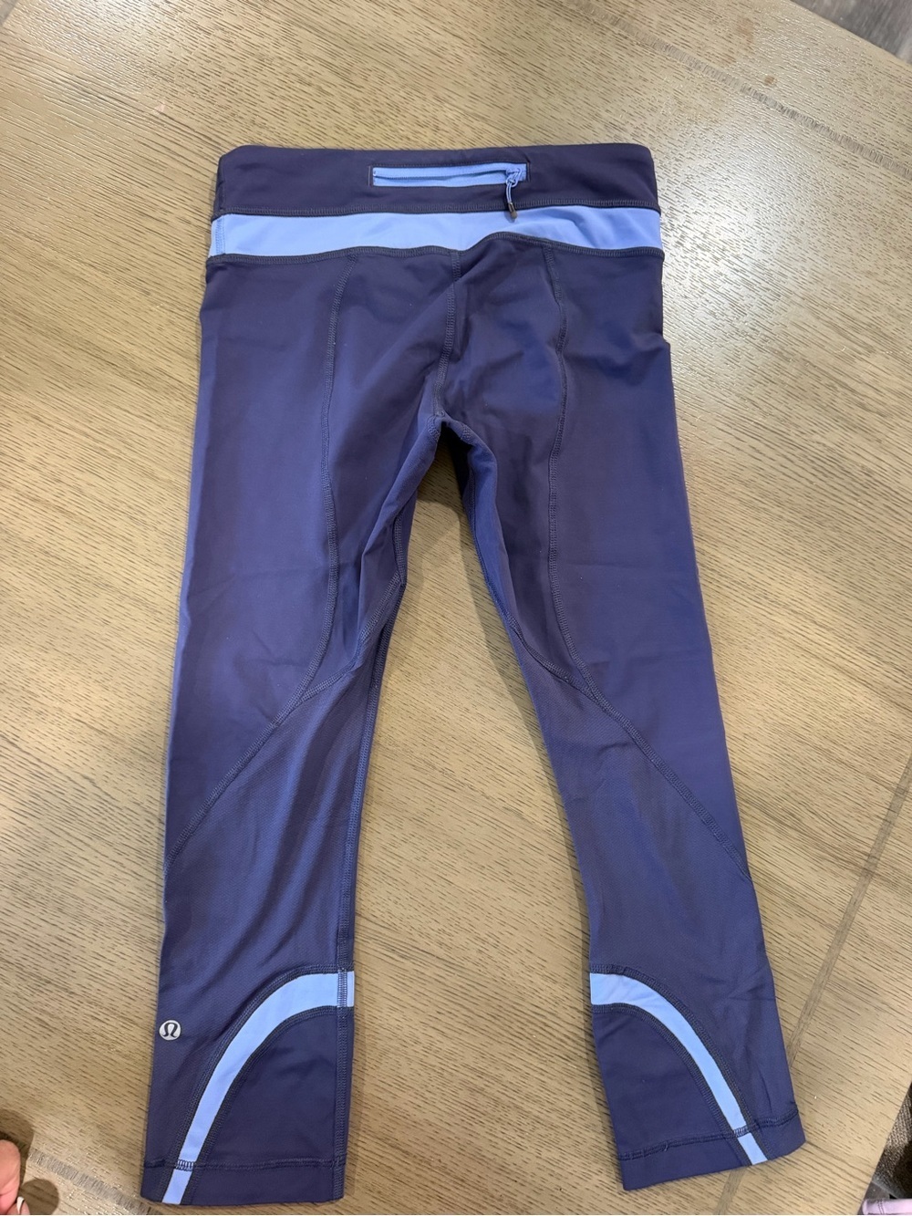 lululemon athletica Girls' Purple Athletic capriLeggings with Light Blue Accents
